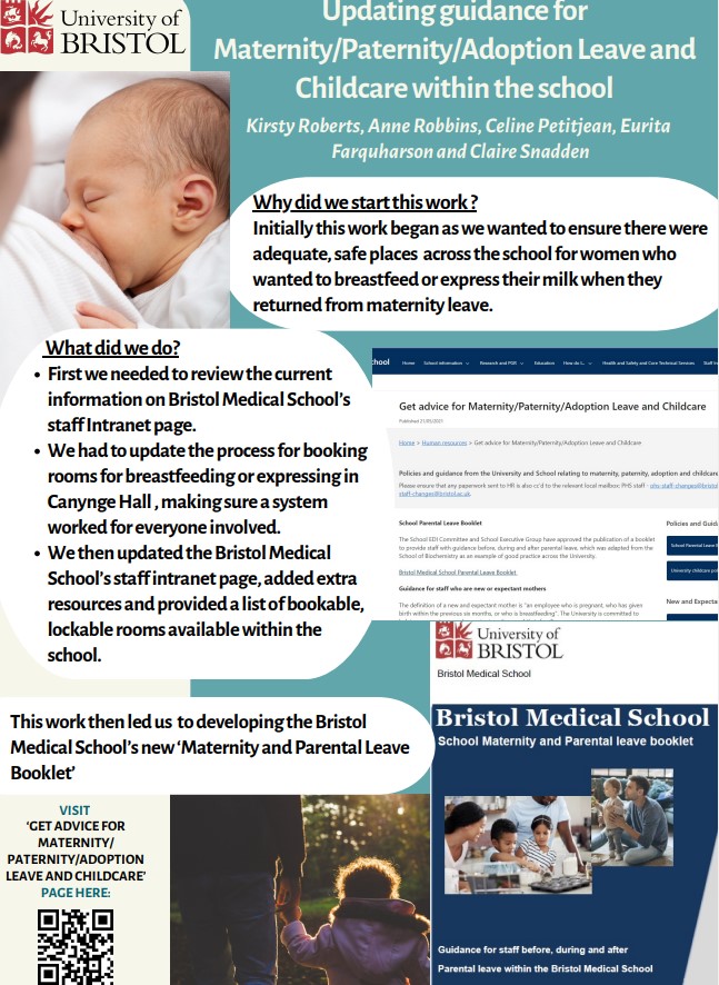 Poster on updated guidance on maternity and paternity poster for EDI